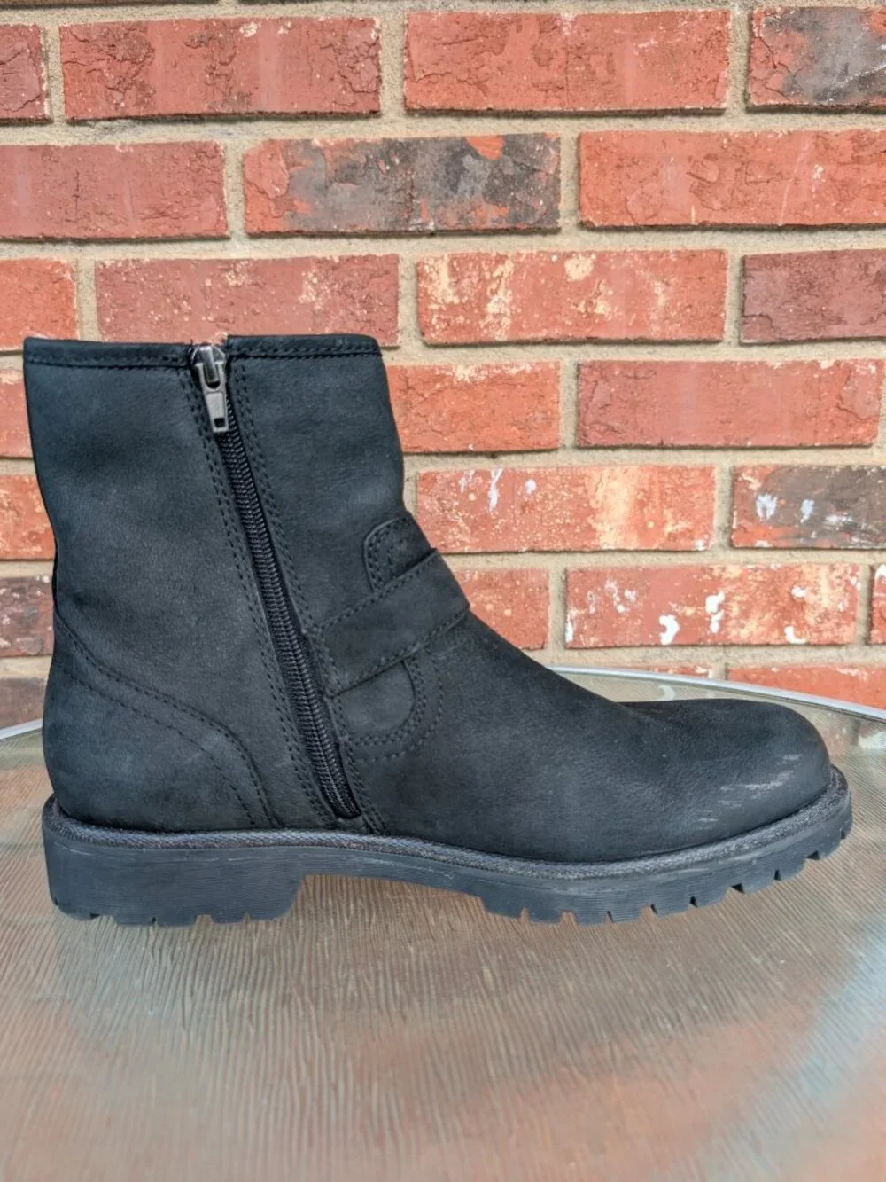 Men's Crown Vintage Black Leather Ankle Boots Size 9 M